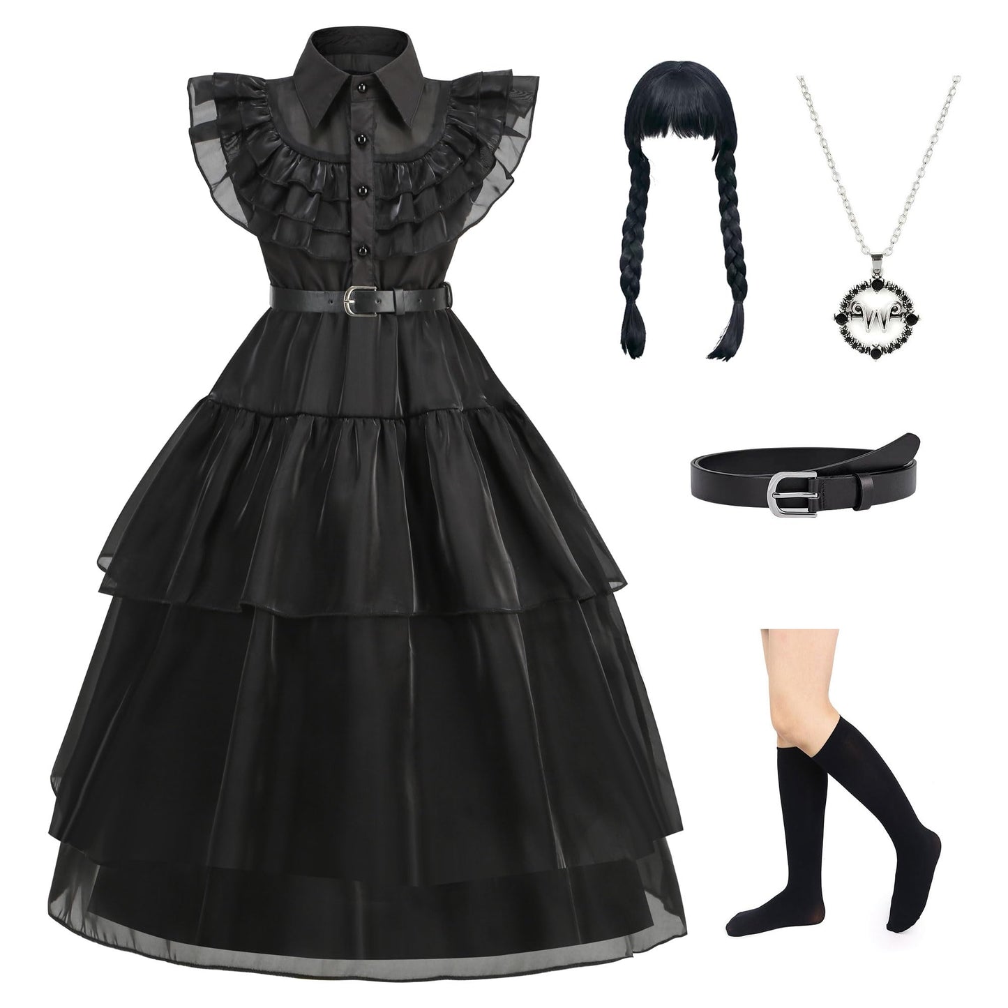 NuGeriAZ Wednesday Costume Kids Wednesday Costume Girl Wednesday Dress Wednesday Costume Halloween Christmas Carnival Black Friday