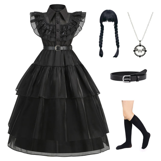 NuGeriAZ Wednesday Costume Kids Wednesday Costume Girl Wednesday Dress Wednesday Costume Halloween Christmas Carnival Black Friday