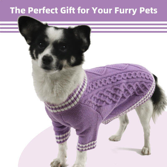 Abrigo 2XL Jersey Perro Navidad Suéter para Perros Ropa Suéter para Perros Pijama Perro Cálido de Invierno Jersey para Perro Pequeño Mediano y Grande, Púrpura