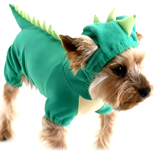 Disfraz  Dinosaur Dog Disfraz de Halloween Pet Dino Hoodie para Perros Peque?os y medianos(Verde,Small)