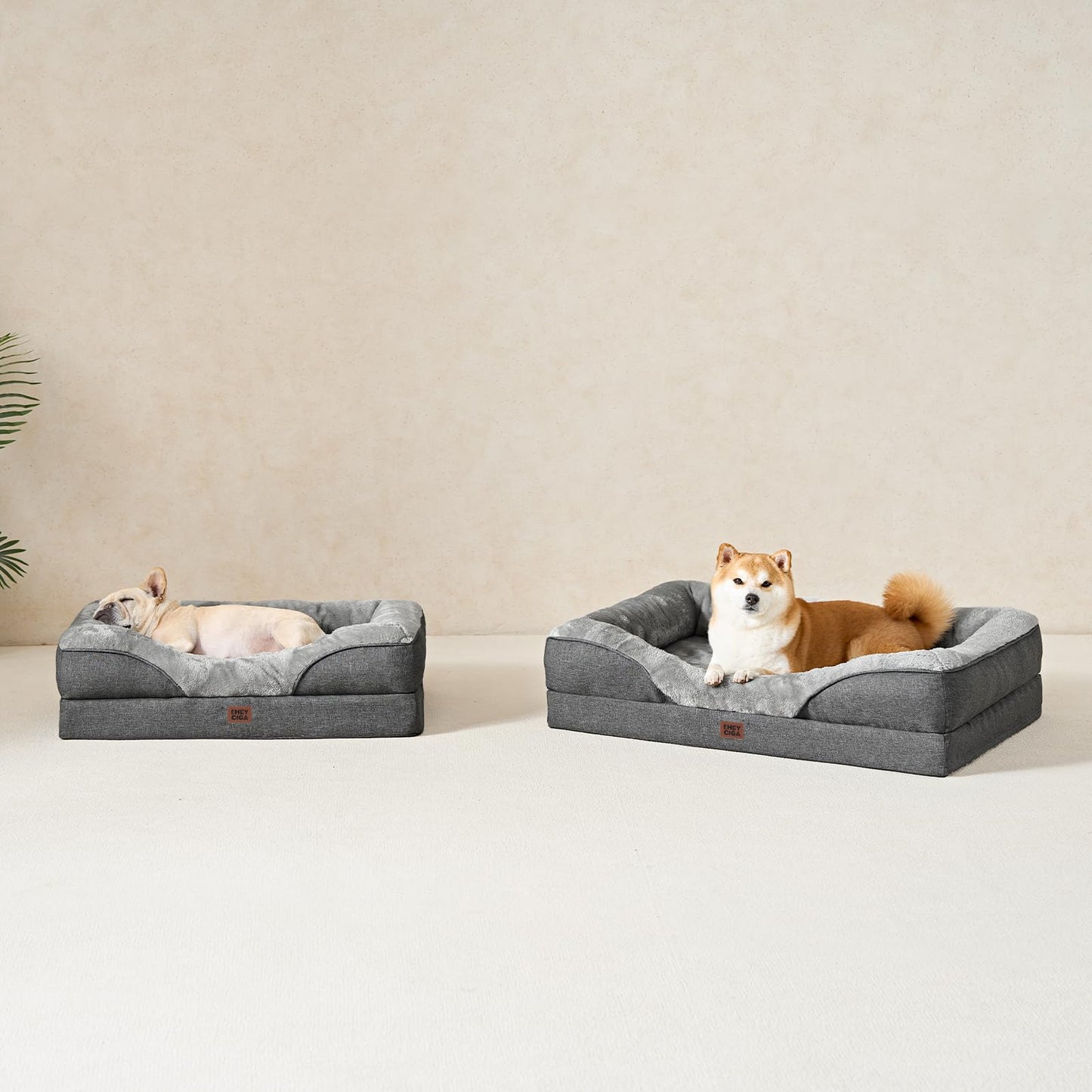 Cama Ortopedica y Viscoelastica para Perro Grande 91x68x17.5 cm, Memory Foam Sofa para Perros Lavable, Cama Gato Suave, Gris Oscuro