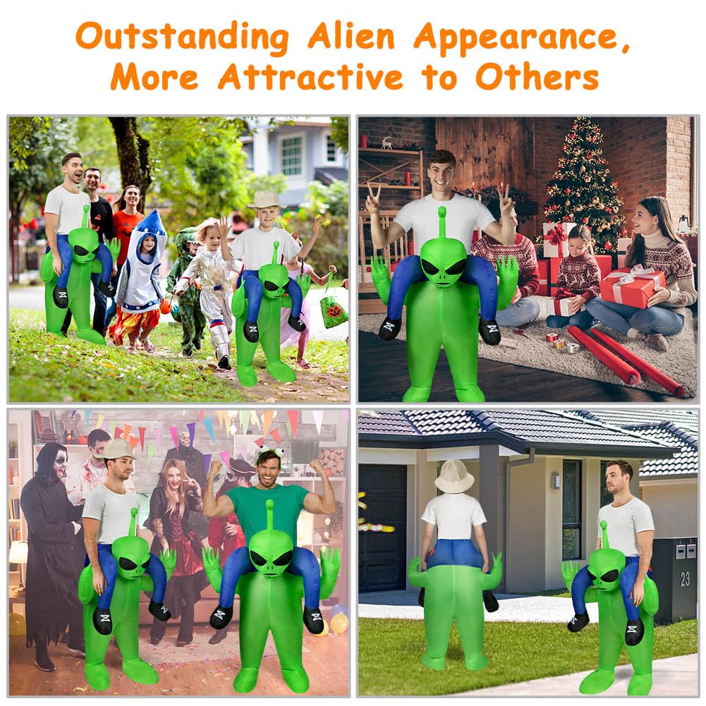 Disfraz Inflable Alien Hinchable, Adulto Inflable Disfraz Verde Aliendivertido para Disfraz De Fiesta Carnaval, Disfraz Halloween Cosplay Cumpleaños Navidad Carnaval Fiesta Mardi Gras Navidad