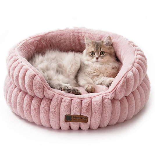 Camas para gatos de interior, cama lavable para gatitos, dona, antiansiedad, esponjosa, calmante para mascotas, para cachorros y gatos, sofá con parte inferior antideslizante