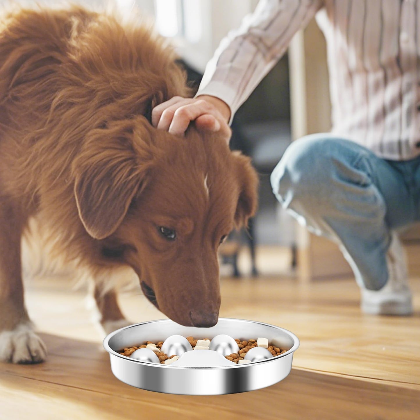 PETTOM Comedero para Perro Mascotas de Acero Inoxidable,Comedero Lento para Perros,Comedero Perro Antivoracidad para Mascotas Medianas y Grandes