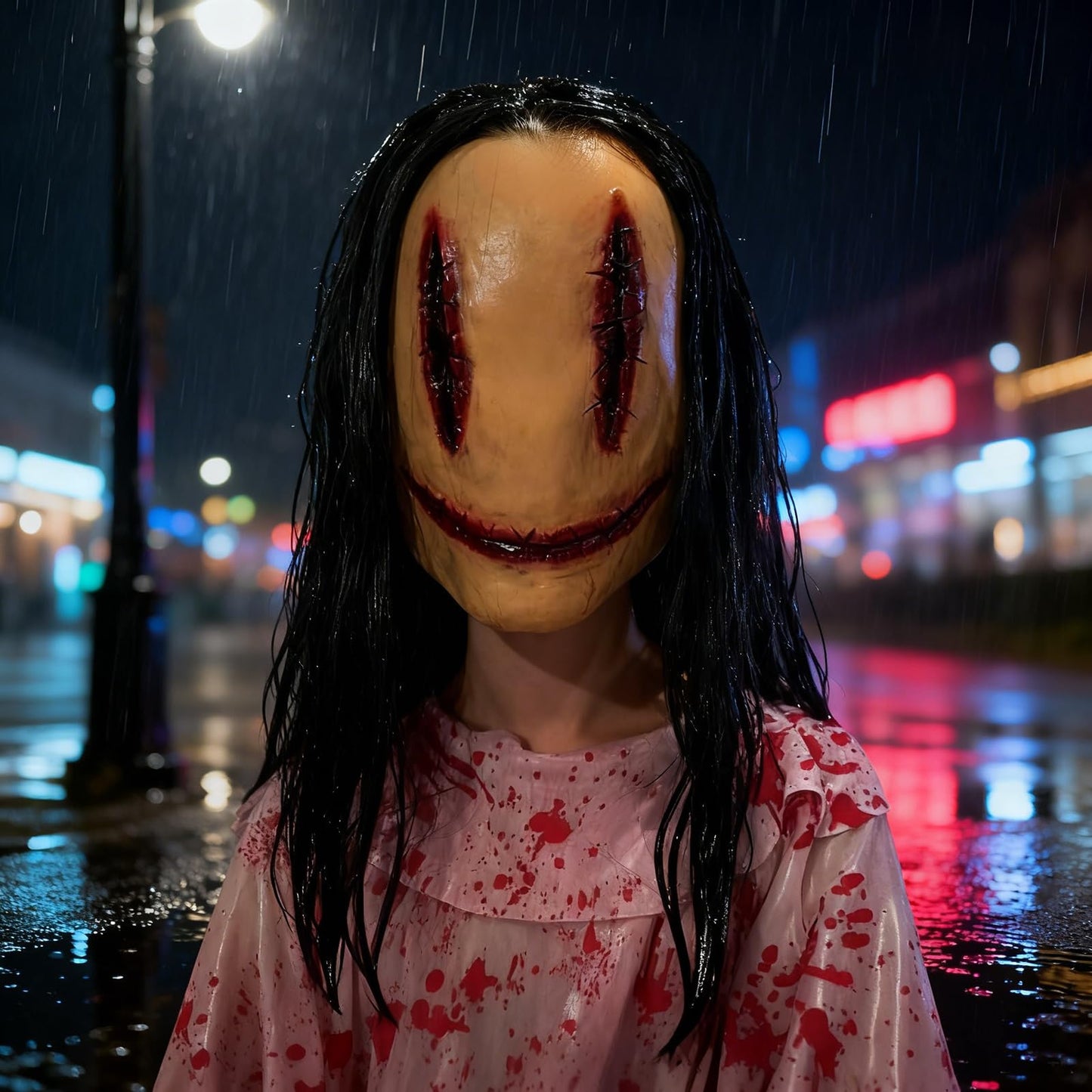PILUZEAT Demon MáScara Adulto Hombre Mujer Halloween Realista Látex de cara Completa Horror Fantasma Monstruo Sangre Universal Carnaval Cosplay Mascarada Fiesta Familiar Temática