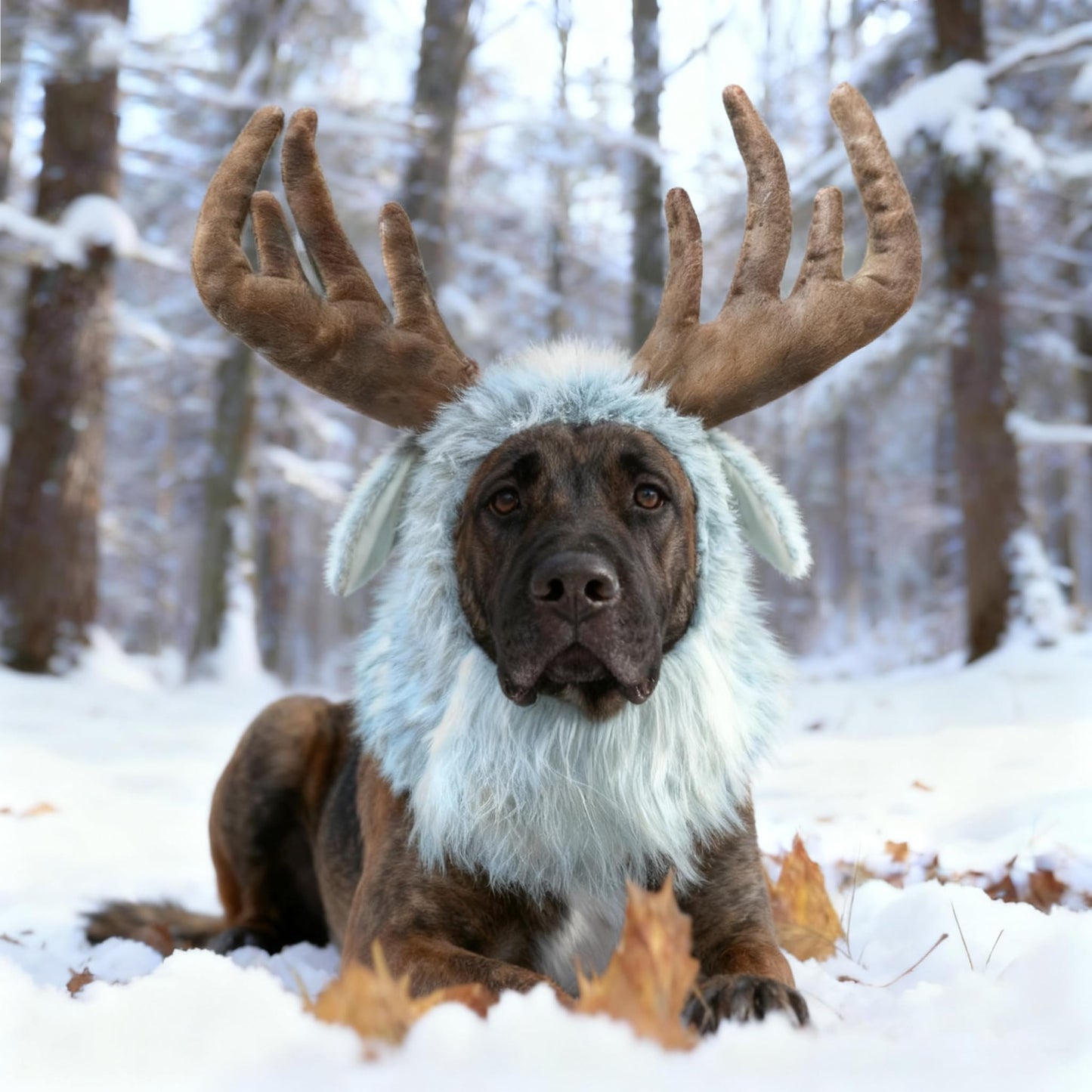 Disfraces de Reno para Perro, Bonita Peluca Peluda para Halloween, Navidad, Accesorios de Ropa para Mascotas (Alce, Talla L)