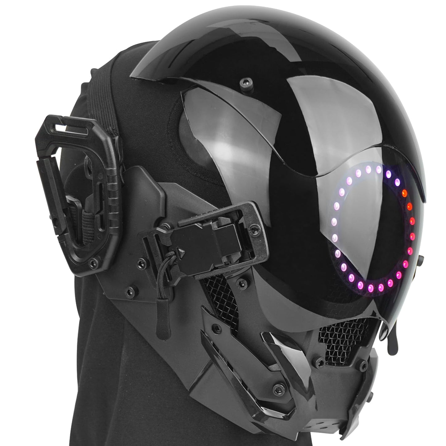 Marikito Máscara punk para hombre, máscara de neón brillante LED de ciencia ficción, perfecta para cosplay