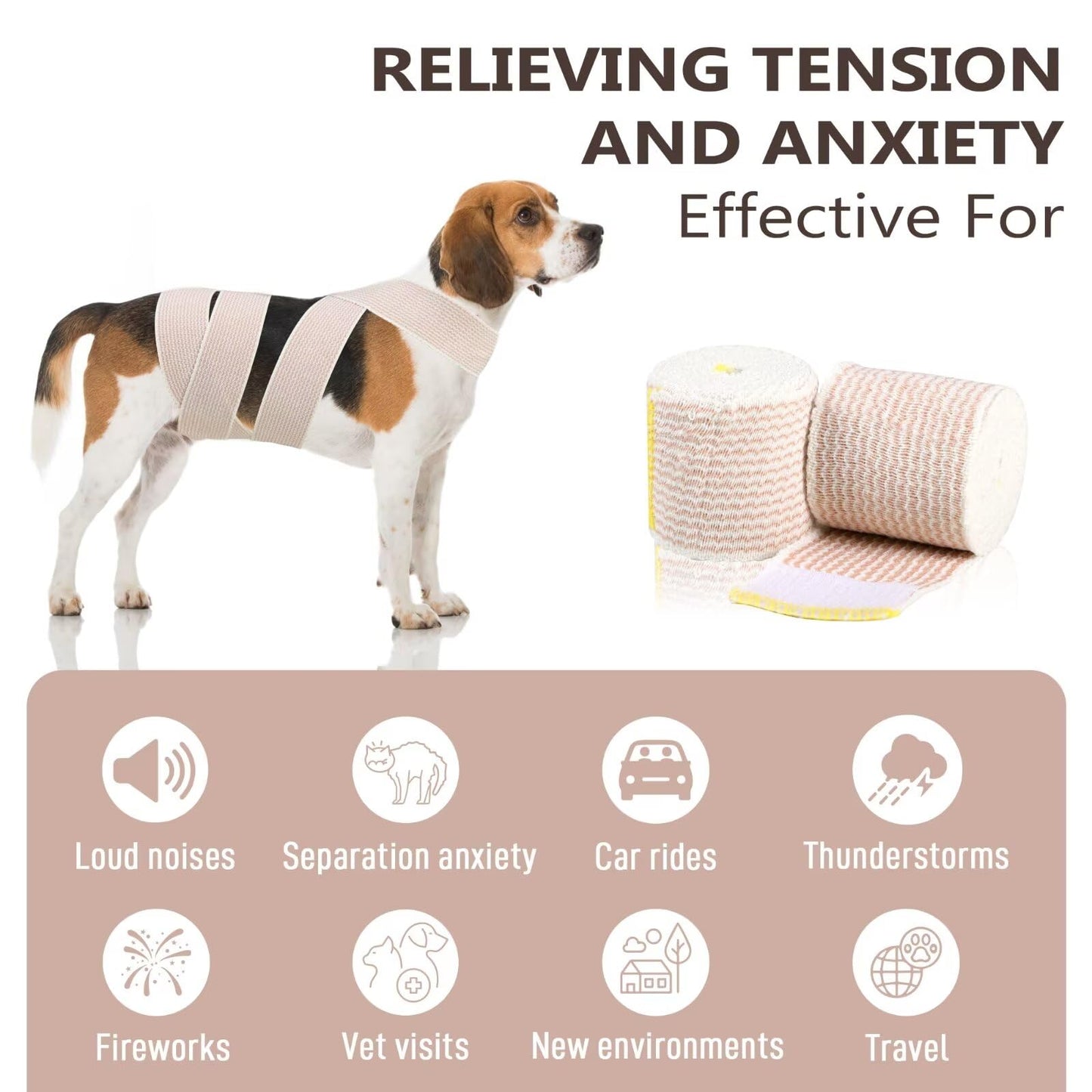 Vendajes Fajas Anxiety Wraps for Dogs Anxiety Relief Fireworks Dog Calming Dog Stress and Anxiety Relief Bandage Wrap for Dogs 2 Pack