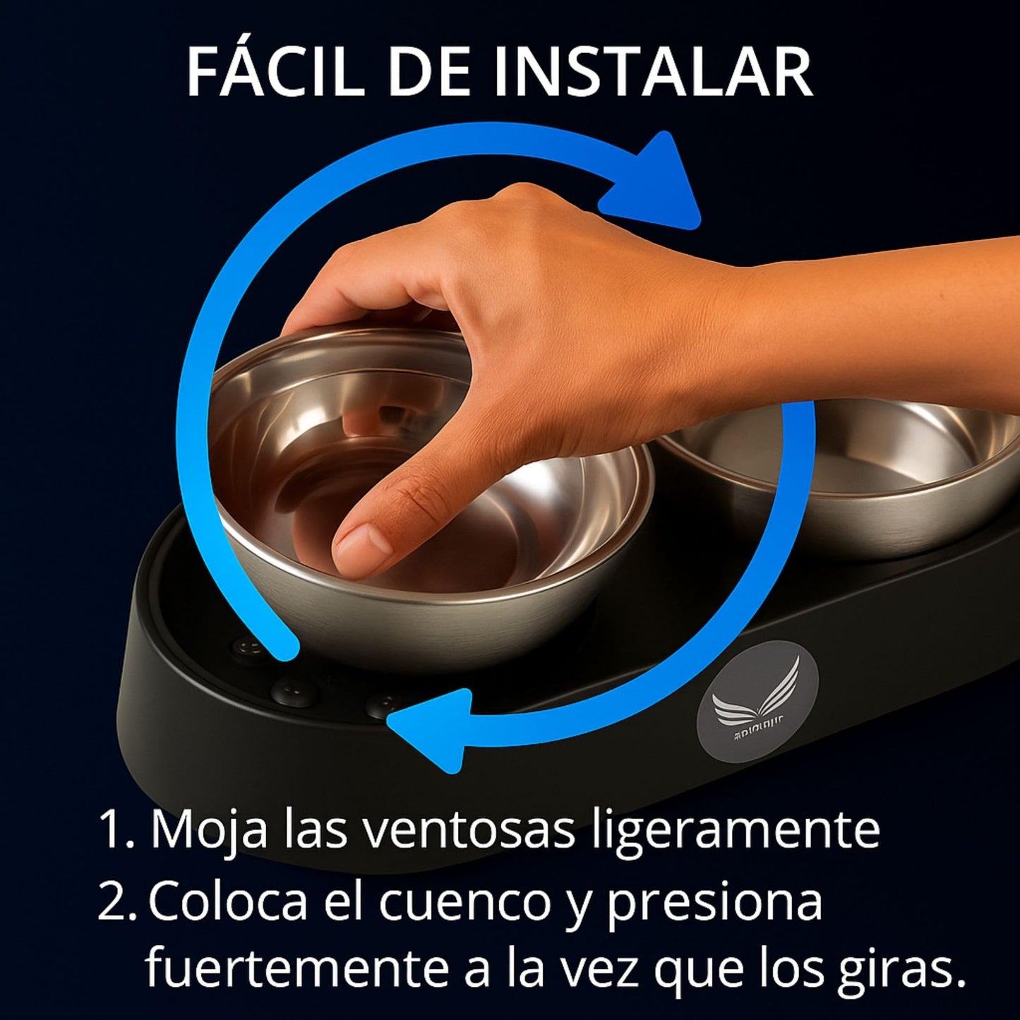 KRAMELÓT Twin Bowl | Comedero - Bebedero para Perro y Gato | Elevado e Inclinado para Mejorar Digestiones | Antivómitos | Cuencos de Acero INOX 304 | Incluye Toalla de Regalo