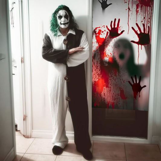 2 pósteres gigantes de Halloween para ventana - Decoración espeluznante para fiestas, casa embrujada, puerta, dormitorio escolar, 152 x 152 cm