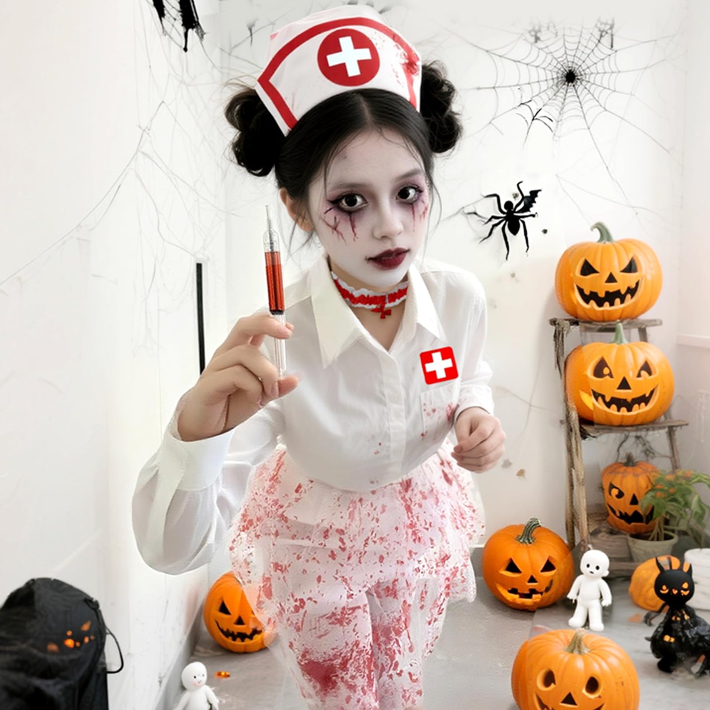 Disfraz Enfermera Halloween Zombi Traje Enfermera Zombie, Falda Tutu Ensangrentada Disfraz de enfermera de Zombi Para Mujer, disfraz de terror para carnaval