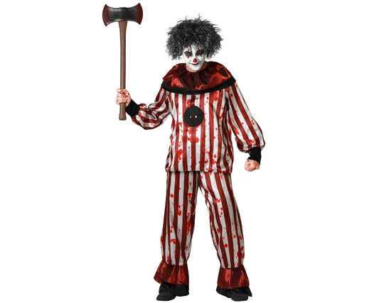 Disfraz payaso halloween rojo camiseta con pantalón hombre adulto XS