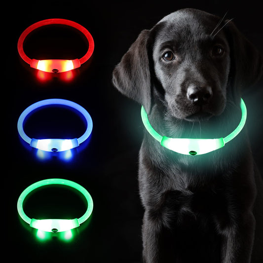 Coolzon Collar Luminoso 3 Colores cambiables, Collar Luz Recargable, Longitud Ajustable Collares para Gatos y Perros Pequeño Mediano Grande Impermeable Collares LED Marca: Coolzon