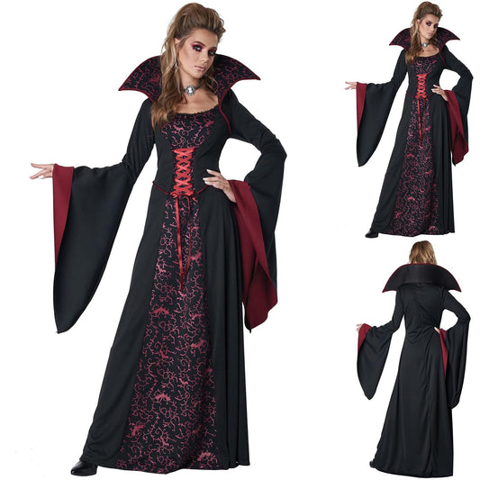 Disfraz Halloween Costume Women Dia de Los Góticos Vudu Gotico Disfraz Gotica Mujer Negro Vestidos Goticos Originales Vampira Vestido Bruja Medieval Disfraz Halloween Mujer Sexy Negro L