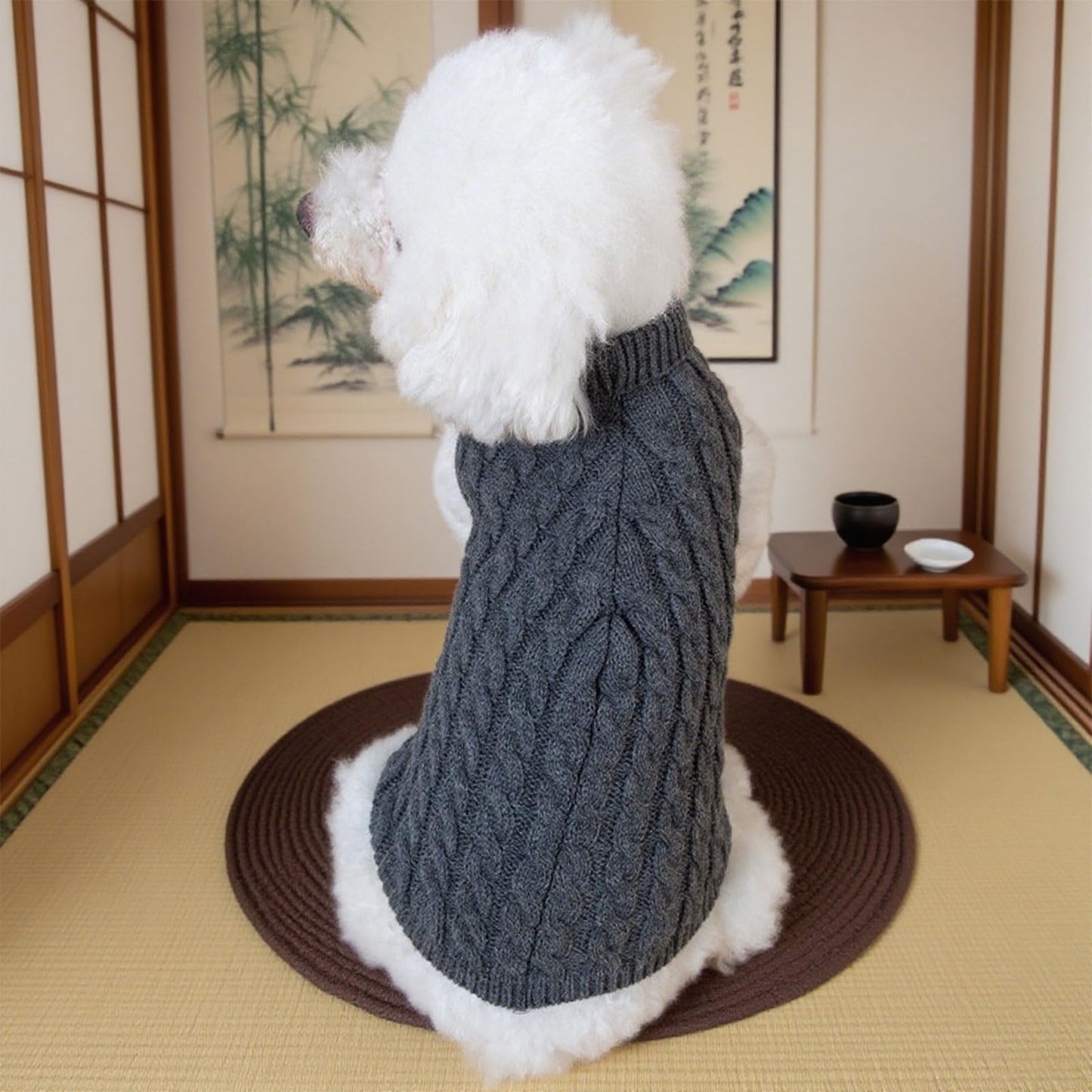 Abrigo Suéter para perros, 2 unidades, cuello alto, jersey de punto de invierno, cálido, suave, elástico, ropa para perros pequeños, medianos y grandes, cachorros, gatos, juego en gris y marrón (M)