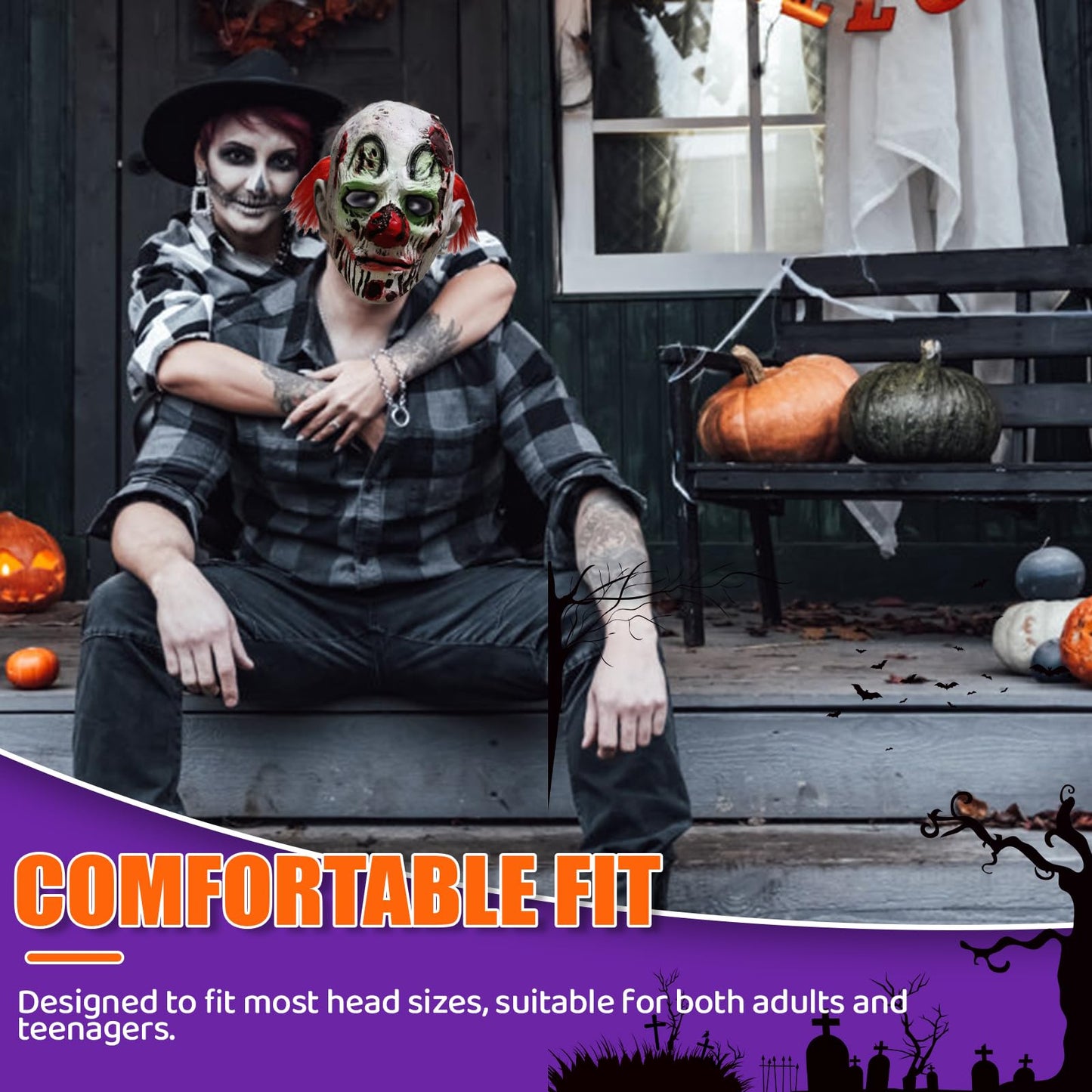 La Llareta Máscara de Payaso de Terror para Halloween - Máscara Espeluznante de Látex para Fiesta, Accesorio de Disfraz Aterrador para Adultos y Adolescentes