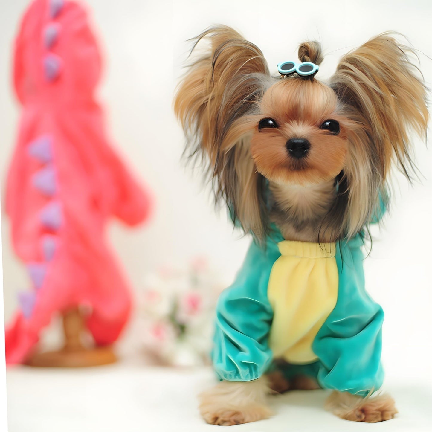Disfraz  Dinosaur Dog Disfraz de Halloween Pet Dino Hoodie para Perros Peque?os y medianos(Verde,Small)