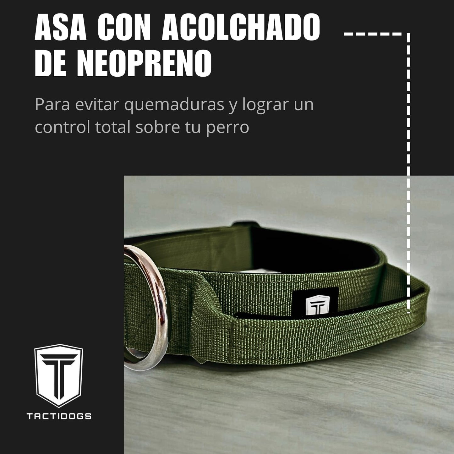 Collar Táctico para Perro Mediano y Grande - Acolchado con asa, Hebilla de Liberación Rápida y Ancho Antiahogamiento - Collar de Entrenamiento para Todo Tipo de Perros - Verde L