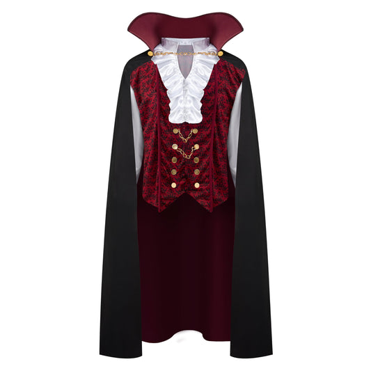 Disfraz Renacimiento Medieval vampiro espantoso lujo disfraz de Halloween para hombres juego de rol pecados Cosplay (rojo, Medium)
