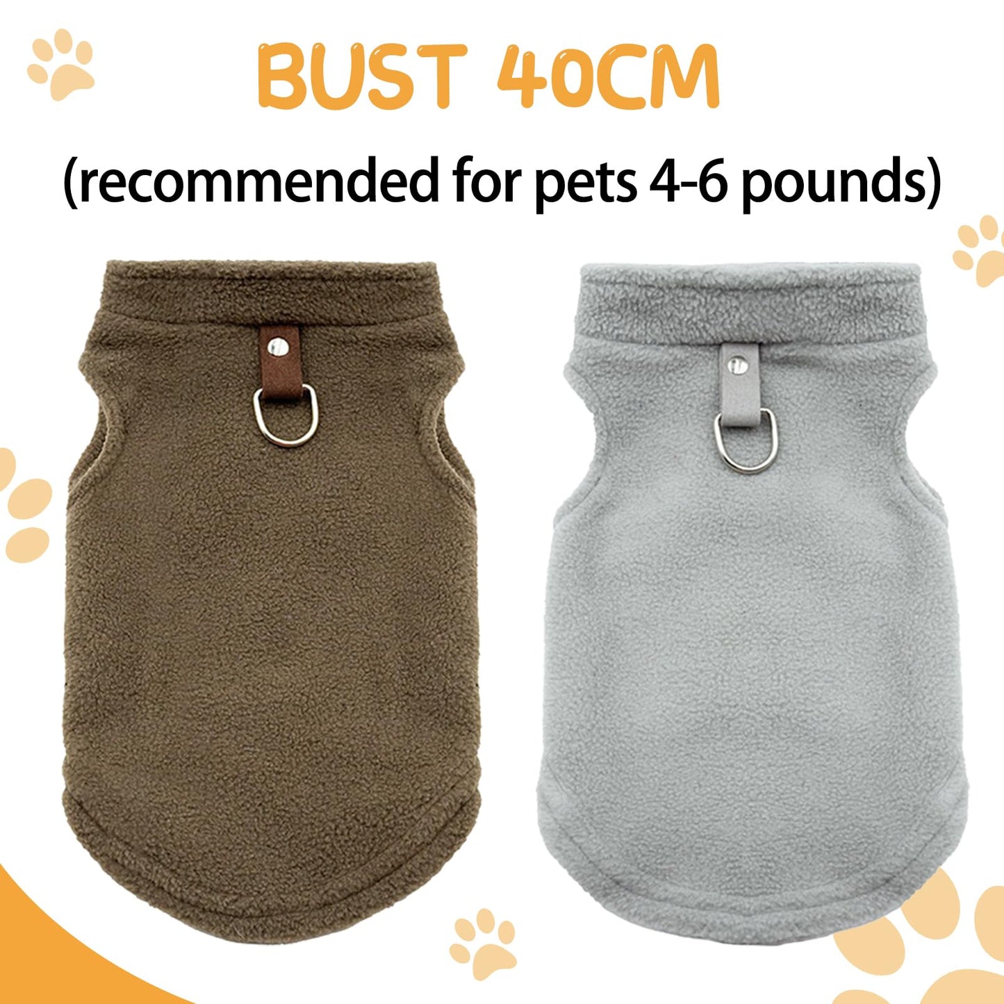 Abrigo 2 Piezas Perro pequeño, Ropa Cálida de Invierno, Ropa Perro con Anillo en D, para Perros y Gatos pequeños M (MarróN, Gris)