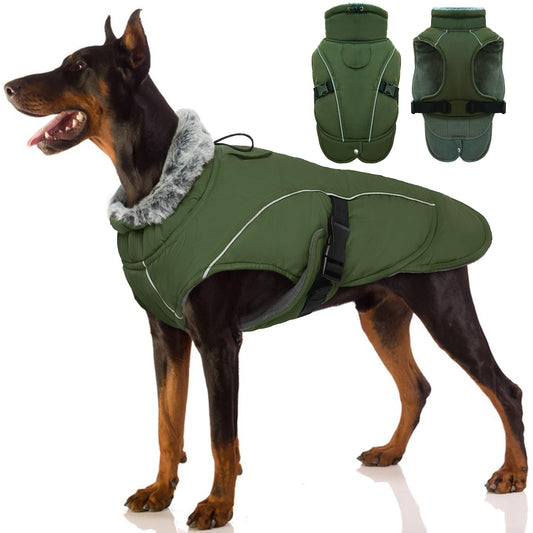 Abrigo Invierno Cálido para Perros, Chaqueta Abrigadora de Invierno Chaleco a Prueba de Viento Chaqueta de Felpa Cálido Reflectante Chaleco de Algodón Suave para Cachorro(Verde Militar, L)