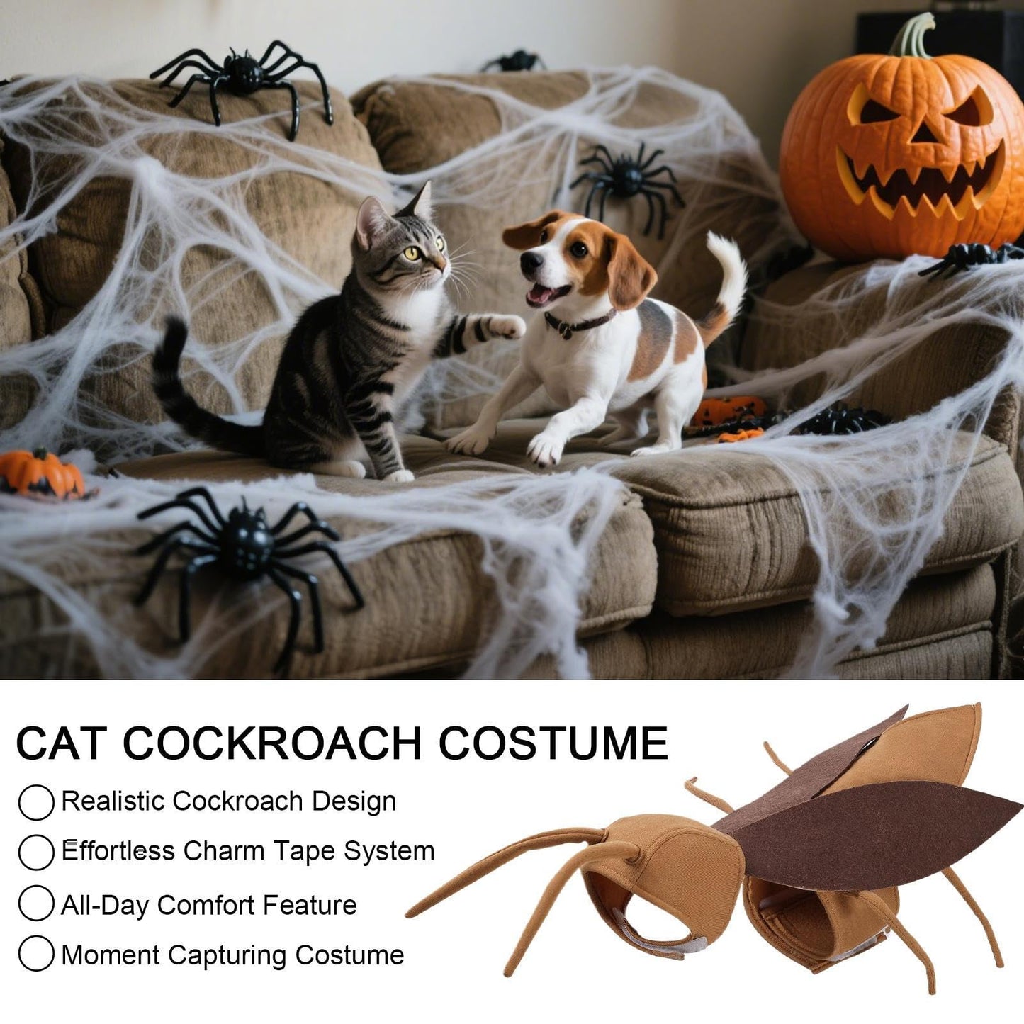 Disfraces De Halloween - Traje De Cucarachas De Ropa De Mascotas | Traje De Cucaracha De Ropa | Ropa Transpirable Realista | Accesorios De Ropa Para El Atuendo De Cosplay Gatito De Vacaciones De Perro