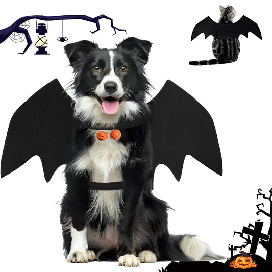 TFSZE Alas De Murciélago De Mascotas,Disfraz De Perro De Murciélago De Halloween, con Campanas De Calabaza,Alas De Perro,Halloween Gato Alas Ajustable,Adecuado para Juegos De rol-Talla L