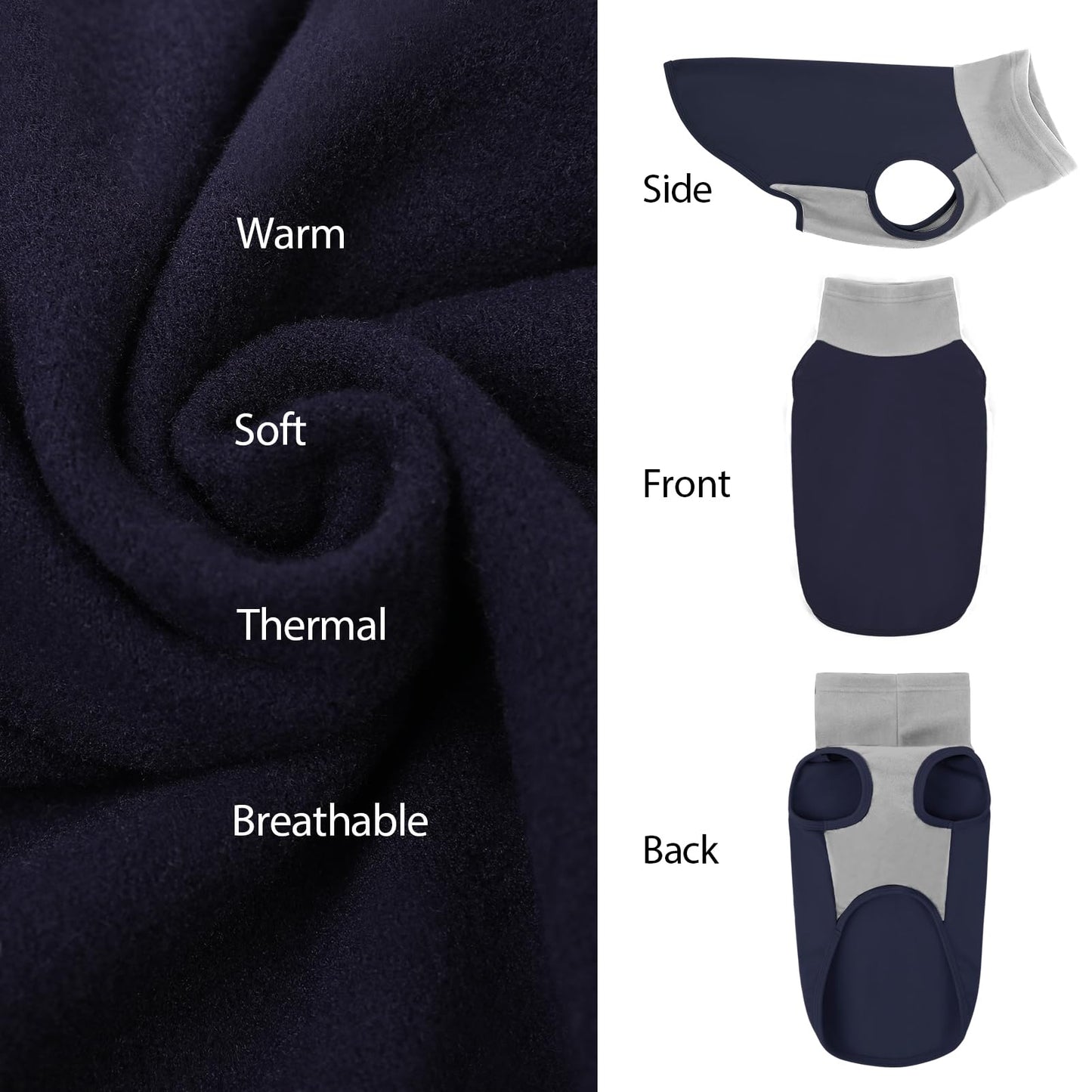KONVINIT Jersey Sin Mangas para Perros Medianos y Grandes, Suéter de Cuello Alto para Mascotas con Tejido Elástico y Suave, Ropa de Invierno Cálida y Cómoda para Perros
