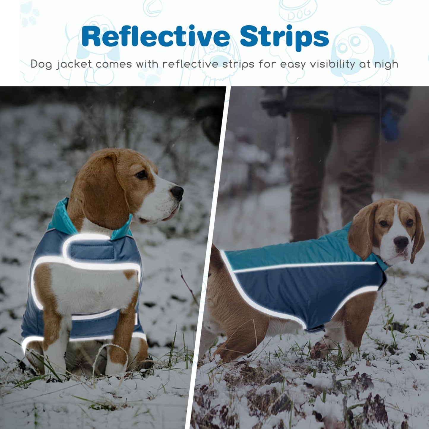 Nobleza Abrigo para Perro Impermeable, Chaquetas Abrigada de Invierno para Perros Mediano Grande, Ropa Reflectante para Perros, Chaleco para Perros Resistente al Viento (Azul, XL)