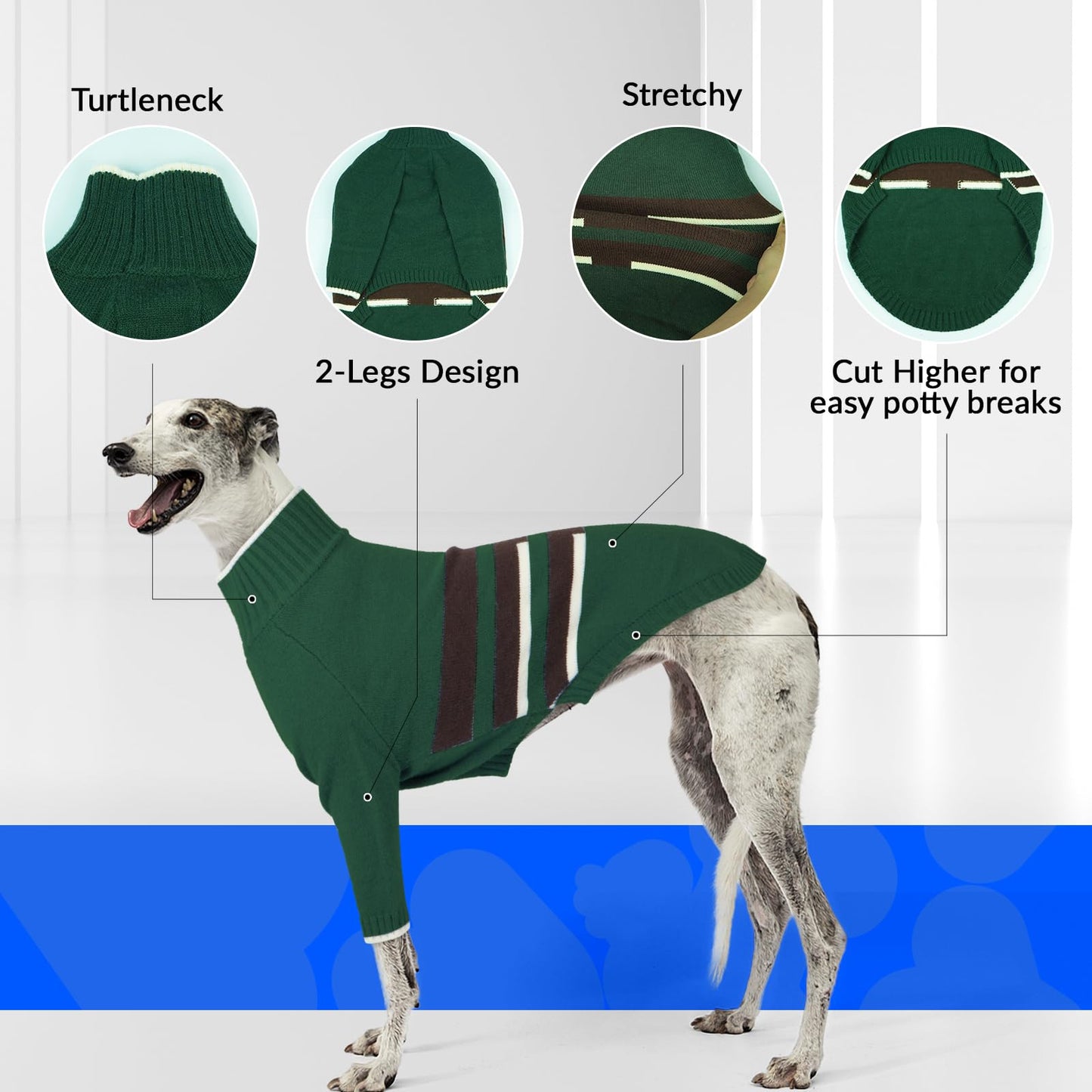 Abrigos Galgo Invierno Cálido, Suéter Cálido Sweater Galgo Ropa Galgo Invierno Jersey Galgo Español Jersey Perro Mediano(Verde Militar, L)