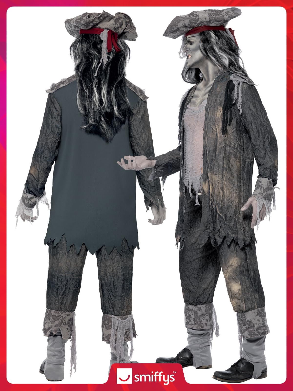 Disfraz de espíritu de Ghost Ship, con chaqueta, pantalón y sombrero Halloween
