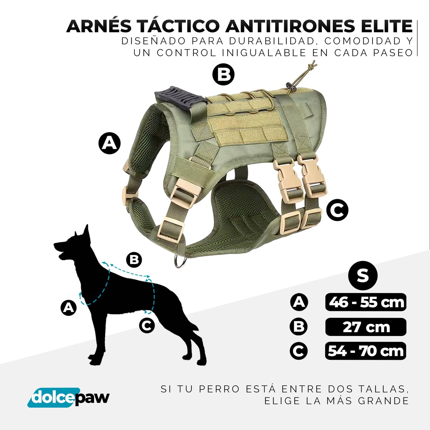 Arnés para Perros, Arnés Antitirones y Asfixia, Chaleco Arnés, Estilo Militar, Uso Profesional, Adiestramiento de Perros, Transpirable y Suave, Arnés Camuflaje, Ajustable & Cómodo
