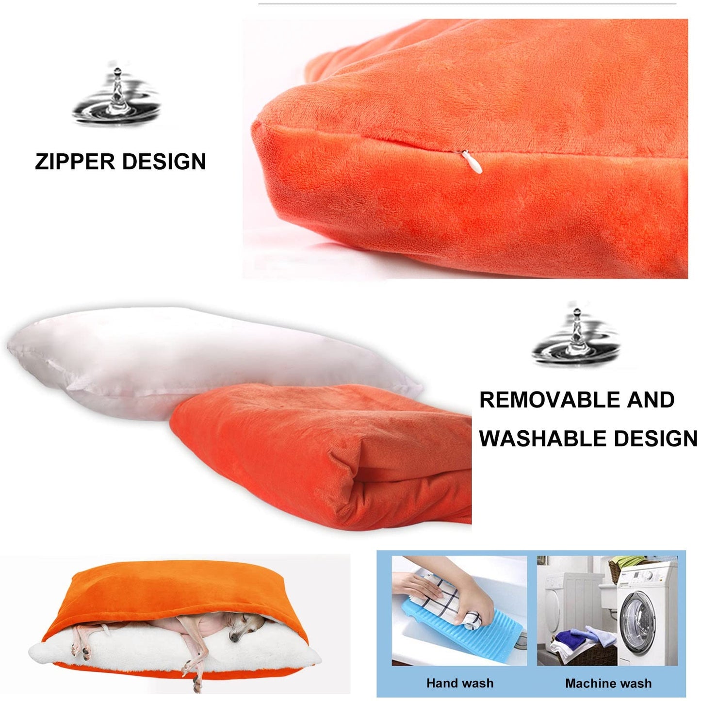 Cama Perro con Manta, Cama Ortopédica Perro/Gato con Capucha Manta, Lavable, Extraíble Sacos de Dormir del Perro para Mascotas Pequeñas y Medianas, Suave Fuzzy Cómoda Cama Perro Sofá (Color : Khaki,