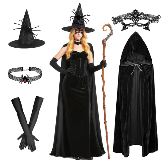 Disfraz de bruja para mujer, disfraz de bruja de Halloween, disfraz de bruja, disfraz de bruja de Halloween, disfraz de bruja, carnaval, bruja, accesorio de disfraz para mujer