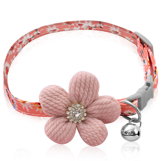 Collares de Perro pequeños para Perros Femeninos, Collar de Perro Rosa Floral,Collares de Perro para Perros pequeños, medianos y Grandes (Rosa, Cuello de 7.9 a 11.8 Pulgadas)
