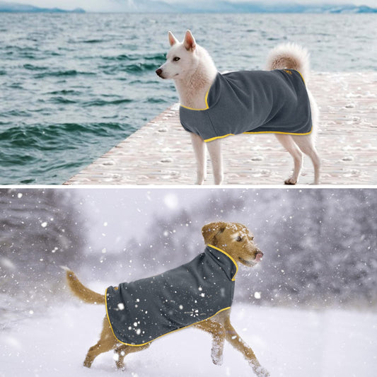 Abrigo de Invierno para Perros de Razas Medianas, L, 5 Tallas Opcionales, Ropa para Perros, Chaleco de Forro Polar para Perros, Chaqueta Ajustable para Mascotas con Cintas Mágicas, Gris