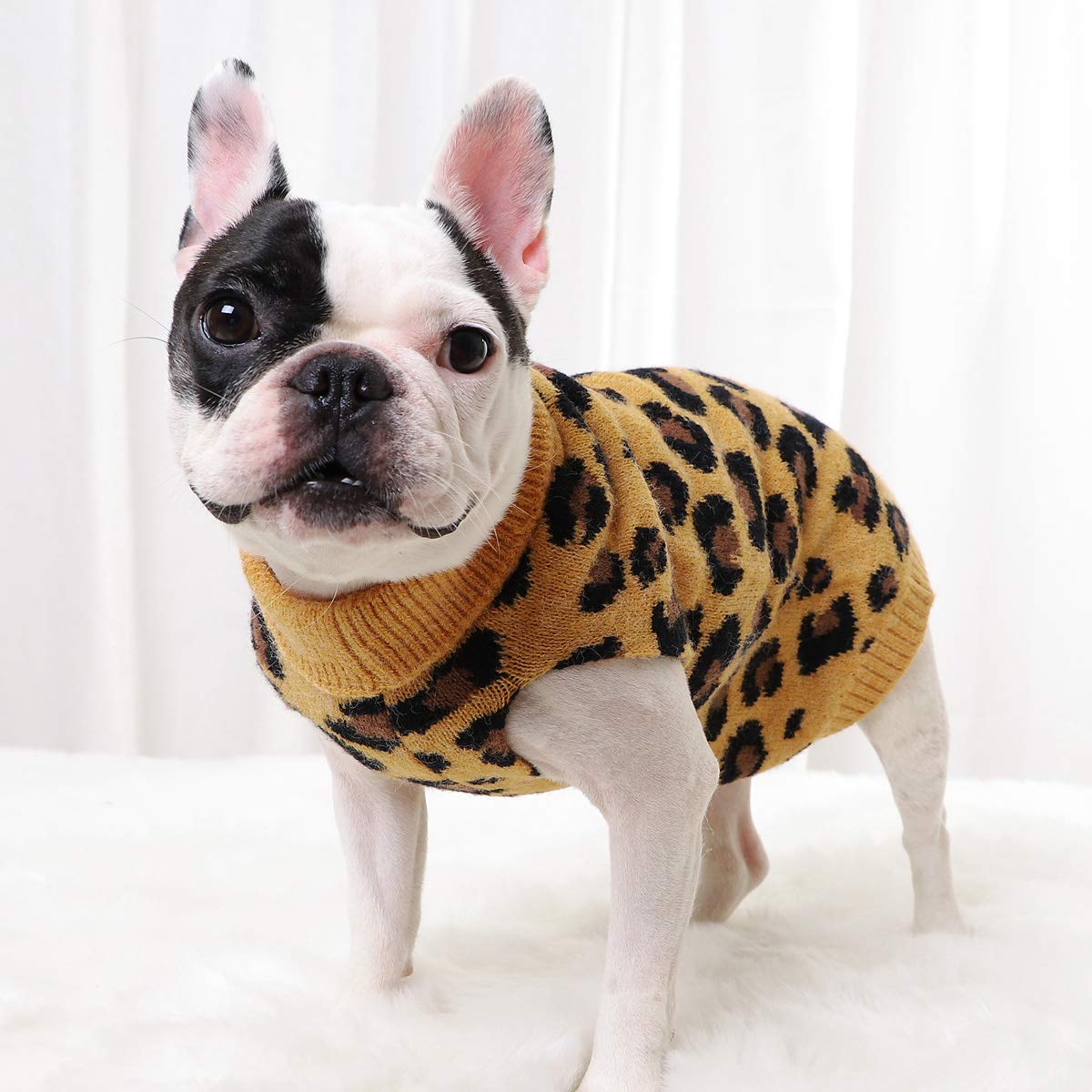 Abrigo Suéter para Perros Ropa de Invierno para Mascotas Patrón de Leopardo Ropa de Abrigo para Cachorros
