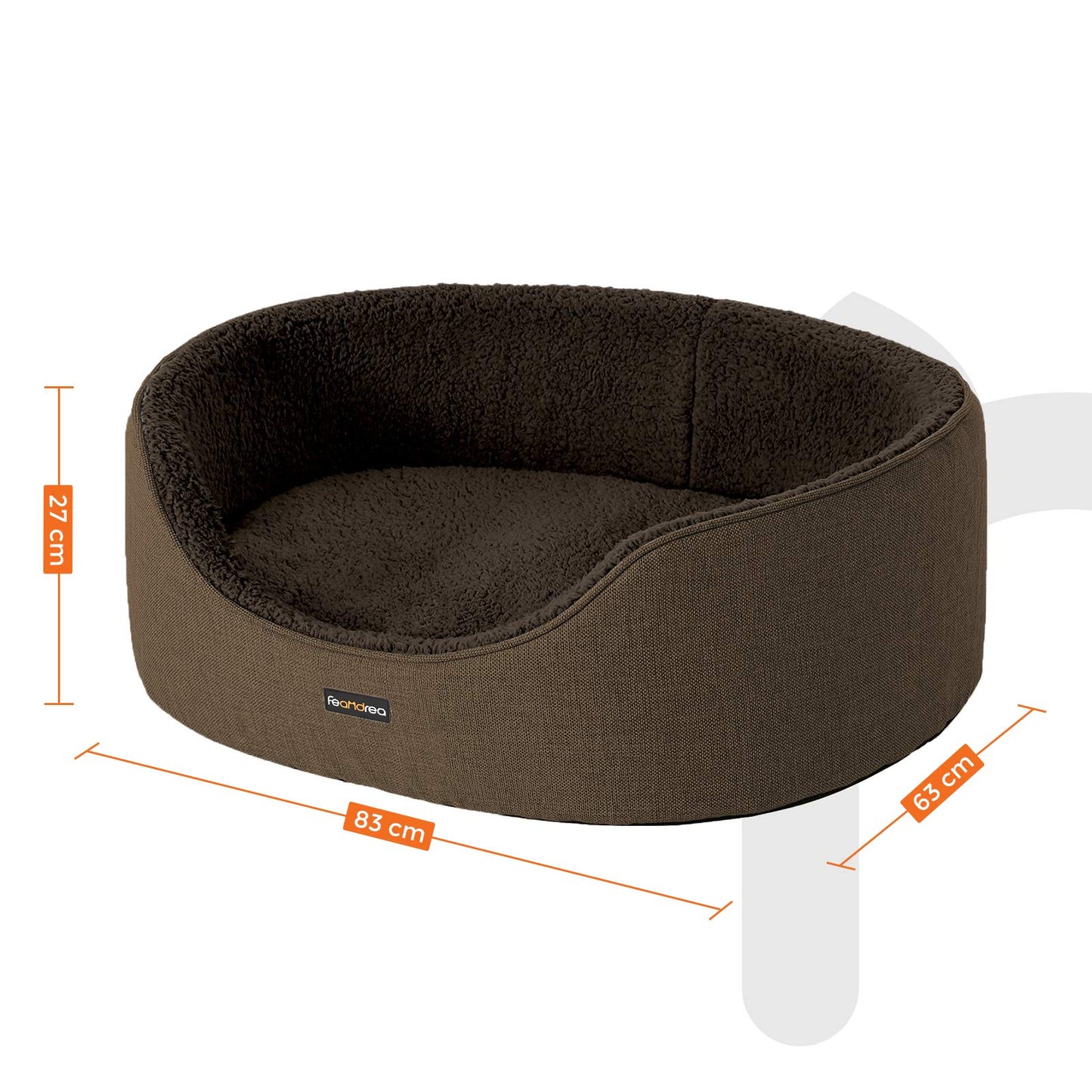 Feandrea Cama para Perro, Cojín Reversible, Lavable, 83 x 63 x 27 cm PGW032K01