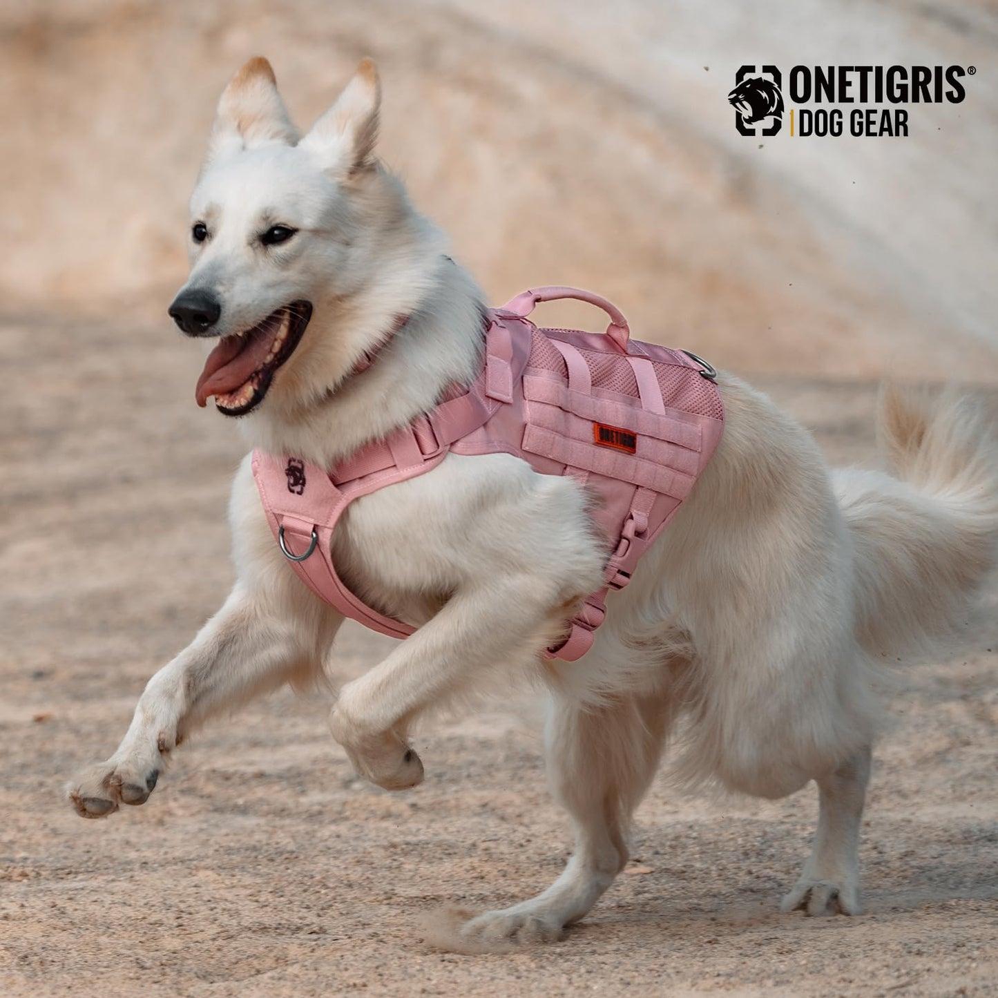 Arnés de seguridad ajustable ultra transpirable para perros grandes/medianos con 2 asas (M rosa)