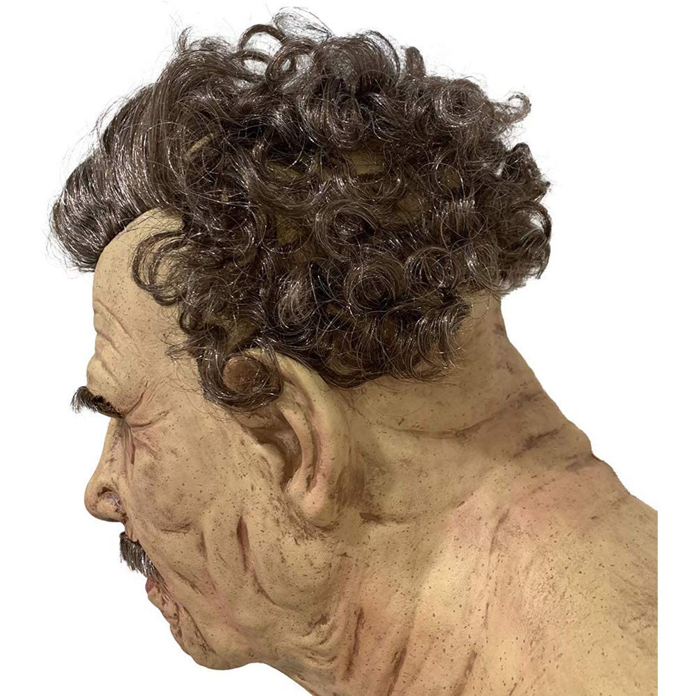 Máscara de Terror para Hombres Viejos de Halloween, Máscara de Cara Humana Realista Espeluznante, Máscara de Látex Antiarrugas para Adultos, Máscara para Hombre y Mujer, (B)