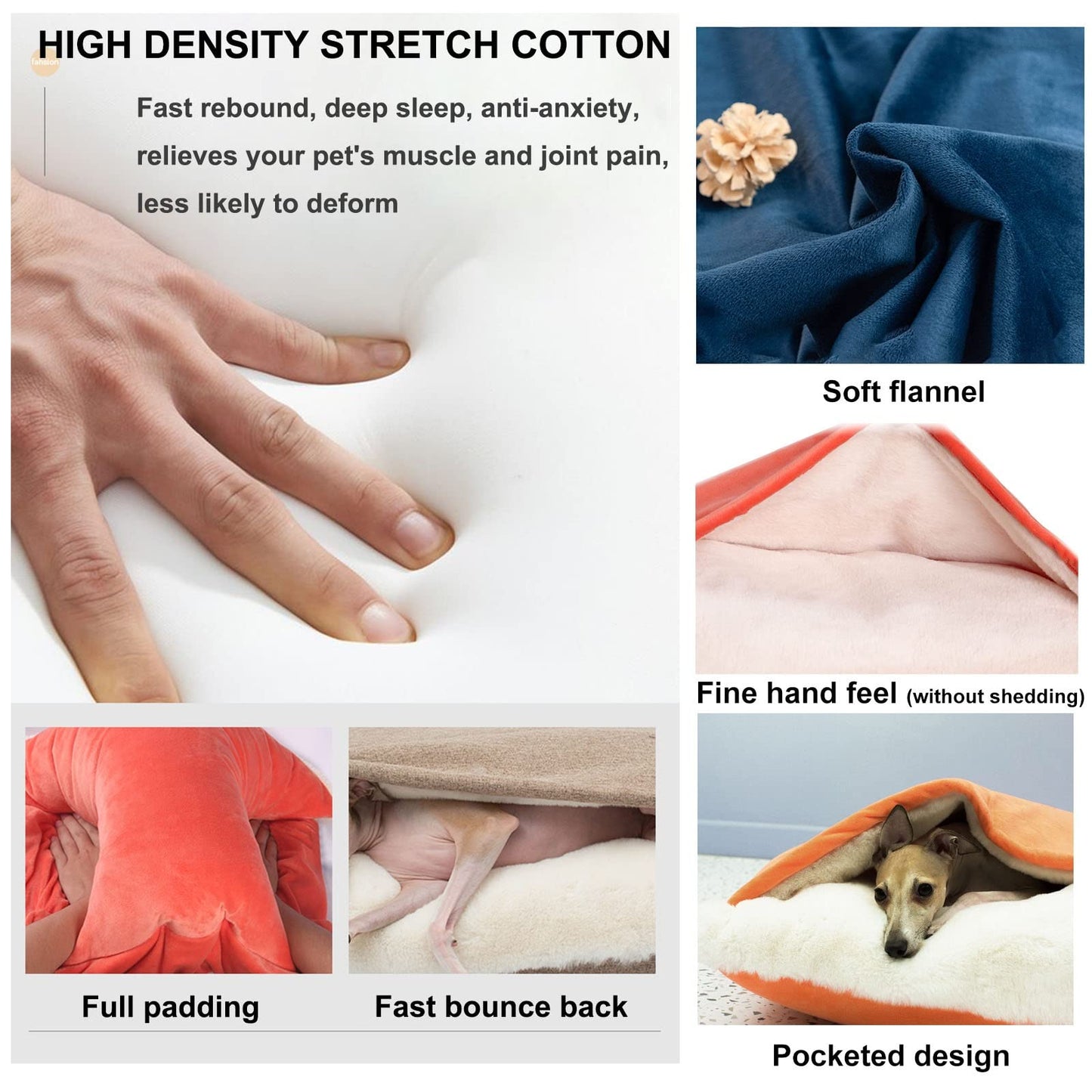 Cama Perro con Manta, Cama Ortopédica Perro/Gato con Capucha Manta, Lavable, Extraíble Sacos de Dormir del Perro para Mascotas Pequeñas y Medianas, Suave Fuzzy Cómoda Cama Perro Sofá (Color : Khaki,