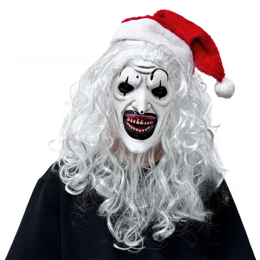 Funjoyz Máscara de Halloween y Navidad - Látex de Clown, Papá Noel, Monstruo de Pelo Blanco - Terror, Carnaval, Cosplay, Mascarada