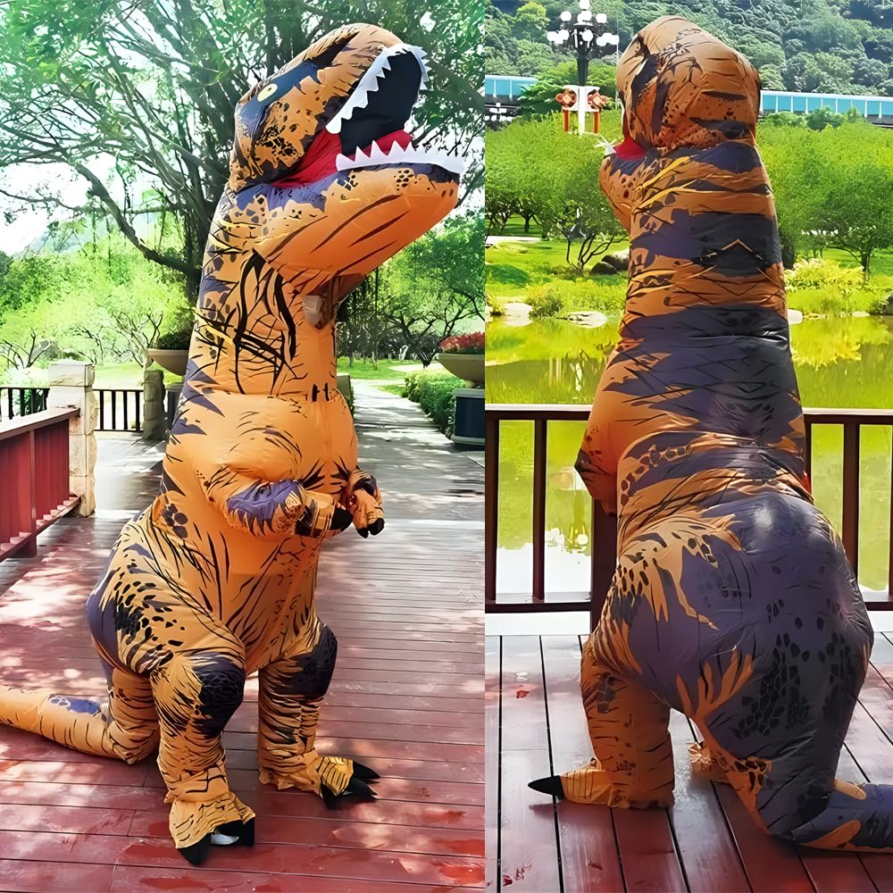 RHYTHMARTS Disfraz de Dinosaurio para Adulto Disfraces de Dinosaurios Hinchables Disfraz de T-Rex Hinchable para Adulto