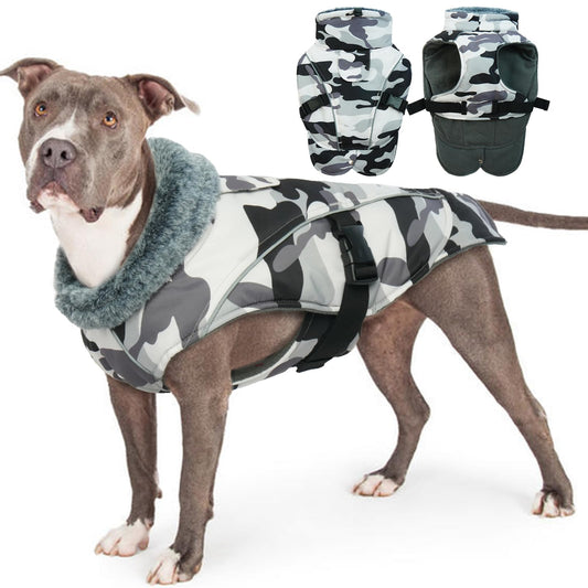Chaqueta para Perros, Ropa de Invierno para Perros Pequeños Abrigo Prueba de Viento para Perros Chaqueta de Invierno para Perros(Camuflaje, 3XL)