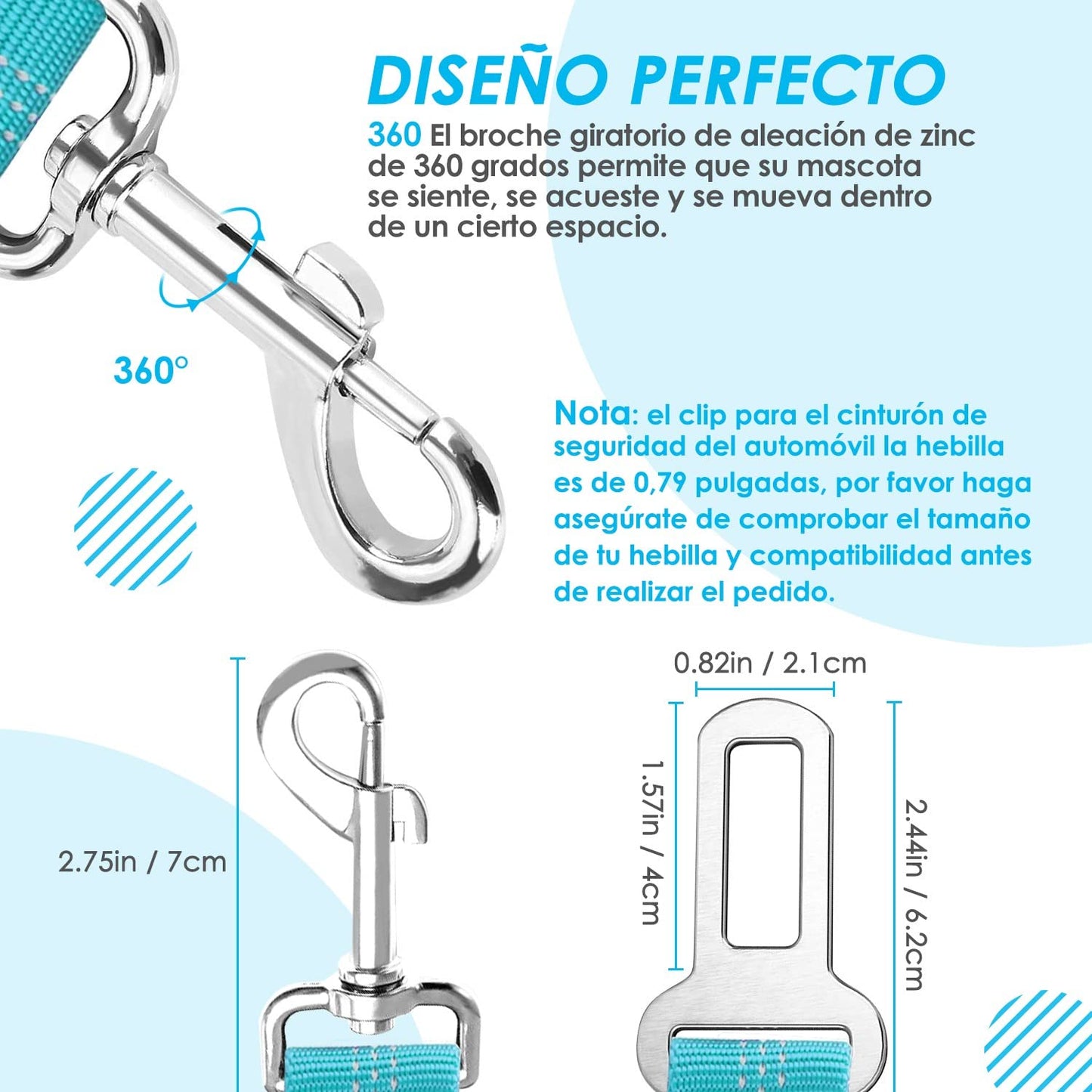 Cinturón de Seguridad Coche Perro, 2 Perros sin enredo Cinturón de Seguridad elástico Duradero para el Coche, Ajustable Reflectante Seguro Doble Perro Coche arnés Divisor para Viajar