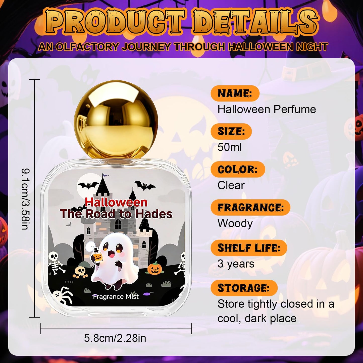 Halloween Perfume, Perfumes de Hombre, Halloween Perfume Mujer, Notas Amaderadas, Perfecto para halloween, Añade un Toque de Glamour, 50ml