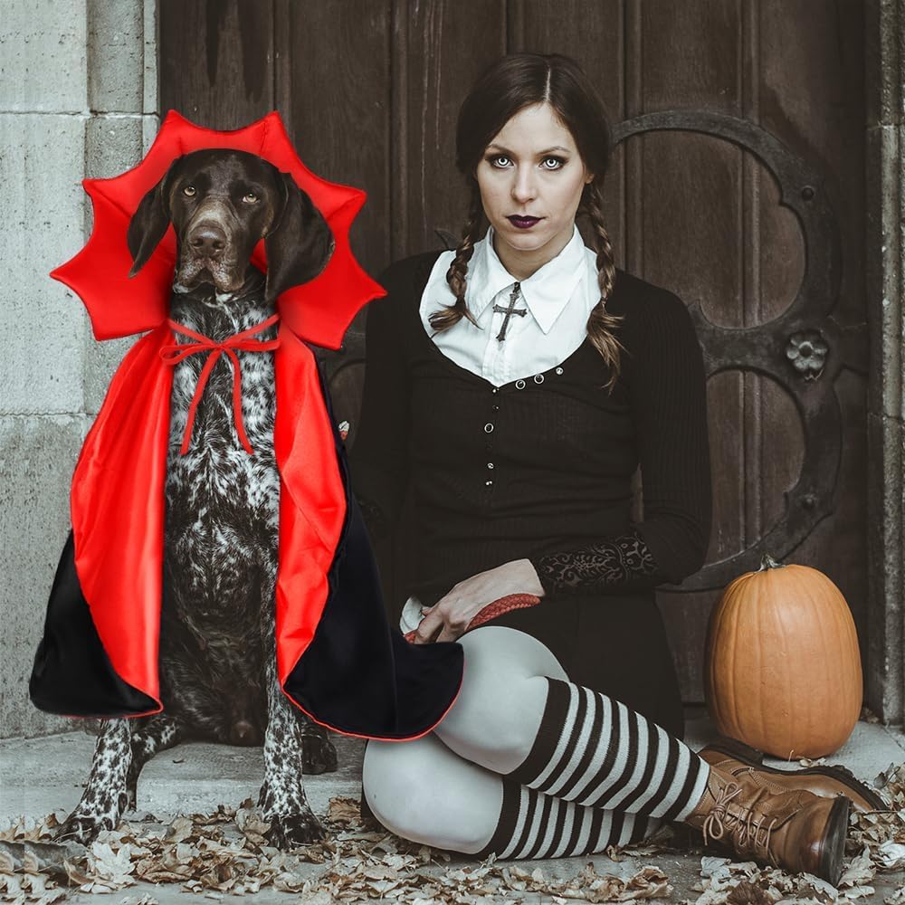 Disfraz Capa de Vampiro para Mascotas,Capa de Mascota para Halloween,Vampiro Ropa para Mascotas,Capa de Disfraz de Perro,Disfraz de Gato Perro Halloween,para Mascotas Cosplay
