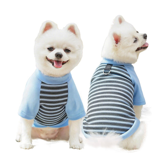 Abrigo Ropa para perros pequeños, suéter de invierno cálido a rayas con anillo de correa, sudaderas suaves para chihuahua, schnauzer, shih, tzu, yorkie, bulldog francés (azul, XL)