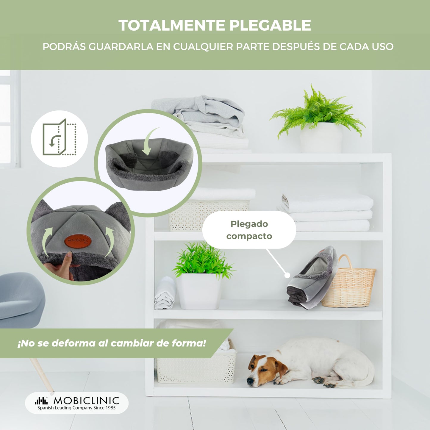 Mobiclinic® Pets, Cama para Gatos, Cueva Nido, Hellocatty, Tejido Suave, Apto Lavadora, Fácil de Plegar y almacenar, Antideslizante, Cojín Confortable extraíble, Esponja 25d, Diseño Moderno