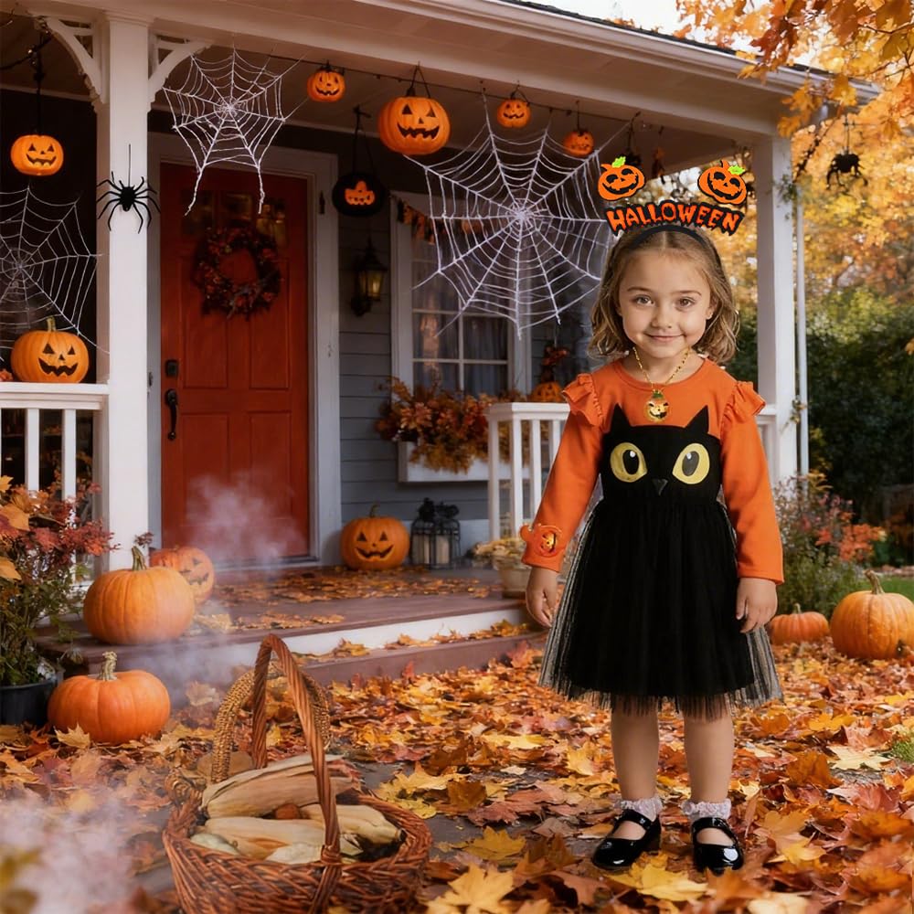 Disfraz de Calabaza para Niños, Disfraz de Halloween Niña con Bolsa de Calabaza, Disfraz de Calabaza para Bebe con calabaza Tocado, Vestido de calabaza para Halloween Carnaval Cosplay (S:18-24 meses)